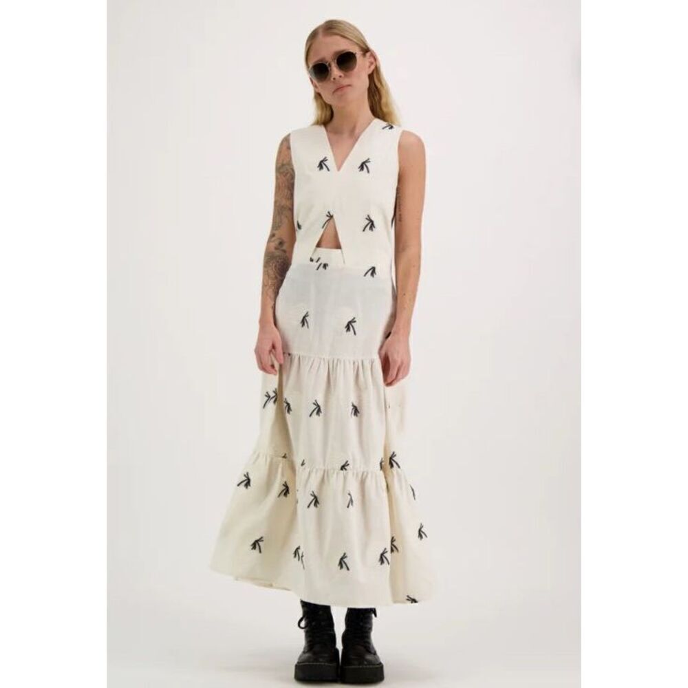 Billebeino NWF Midi Dress Cutout Midriff Wind Chime Edgy Boho 100% Cotton  XL